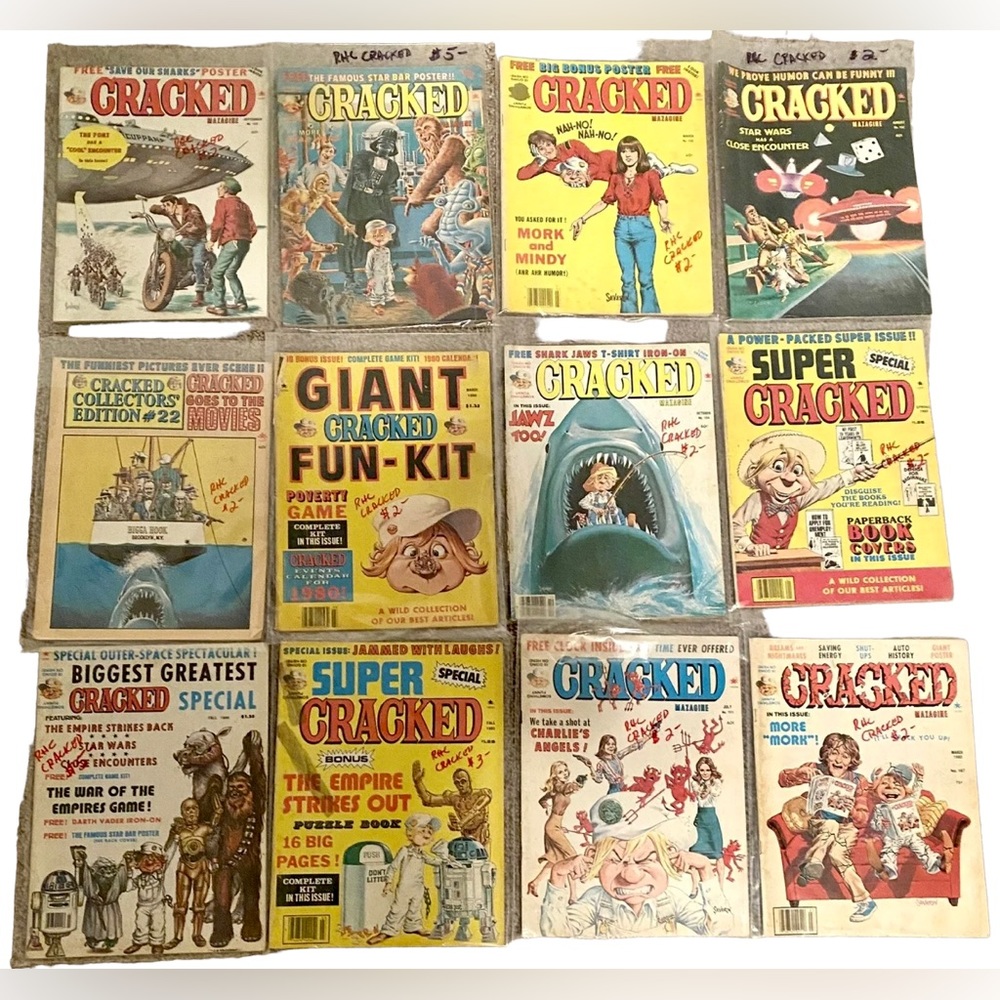 Cracked Magazine Lot of 12 Vintage Comic Magazines